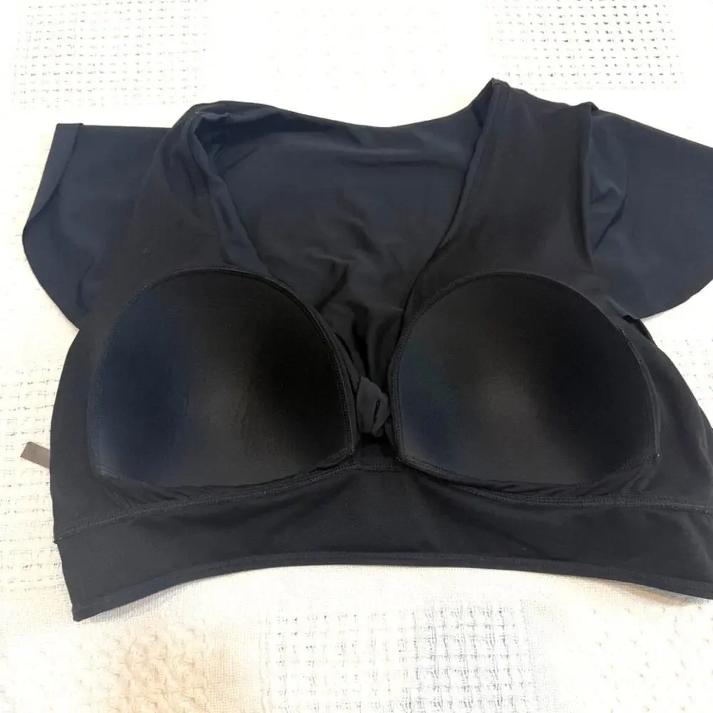Torrid 3 wireless flutter sleeve faux tie keyhole swim top SW 2820 - Picture 5 of 10
